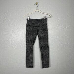 Lululemon Women 2 Wunder Under Crop III Maze Jacquard Black White Legging Luon